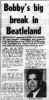 Newspaper clip re. Bobby's big break in Beatleland